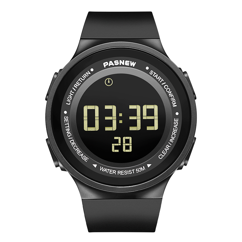 百圣牛新款运动手表 可水下按键游泳表 户外电子表50米防水男表 简约