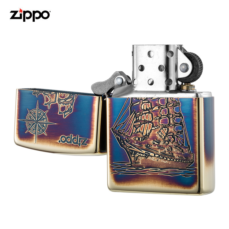 ZIPPO官方旗舰店正品煤油打火机zippo原装 一帆风顺熏金告白礼物送男友 一帆风顺-熏金 通用套装(含棉线)