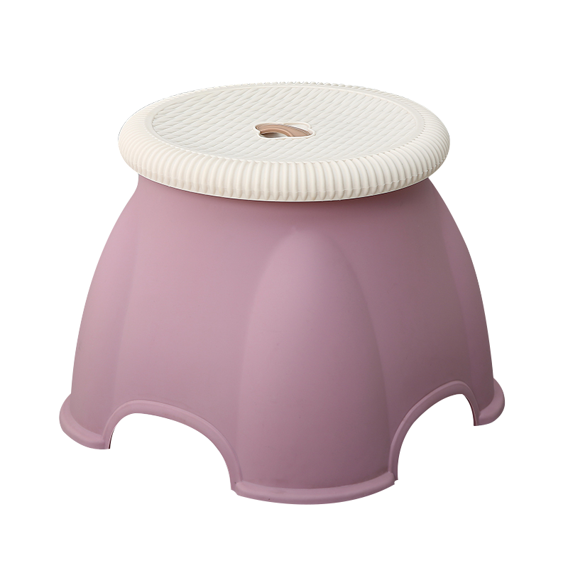 好尔塑料凳子 加厚矮凳 创意小板凳 家用客厅小圆凳22cm 浅紫色