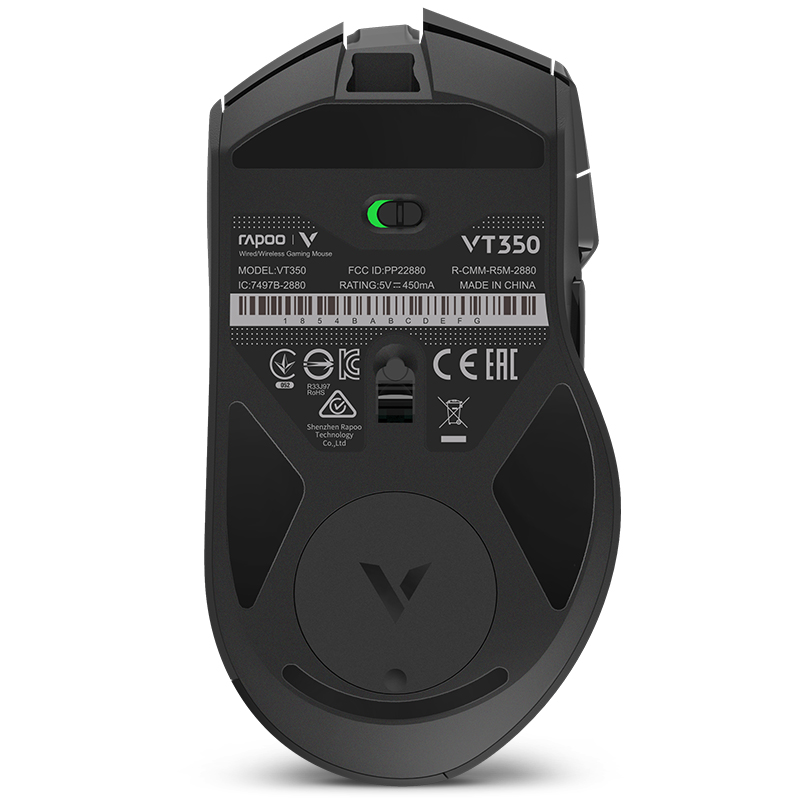 雷柏（Rapoo） VT350 无线鼠标 有线鼠标 游戏鼠标 右手鼠标 充电鼠标 有线/无线双模式 吃鸡鼠标 黑色