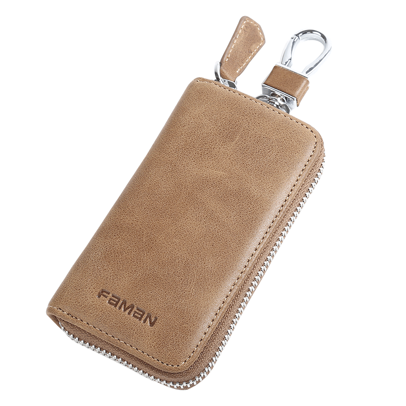 斐曼钥匙包女士复古皮拉链大容量女式头层牛皮腰挂汽车锁匙包收纳包女款|钥匙包的价格行情与趋势