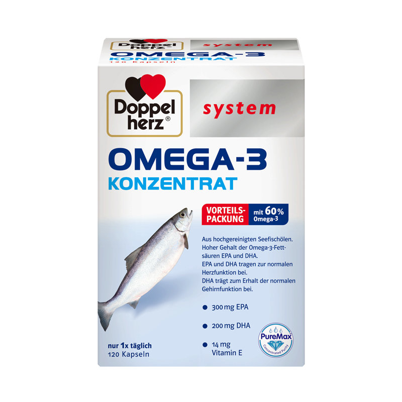 双心(Doppelherz) 超浓缩DHA冷水深海鱼油120粒/盒 欧米伽3中老年鱼油 守护健康 抗氧化