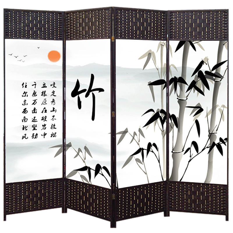 祥朗屏风实木布艺屏风隔断现代中式移动折屏座屏玄关客厅卧室书房餐厅酒店宾馆艾灸养生理疗定制屏风帘隔断帘 1.7米高x0.5米宽单面一扇