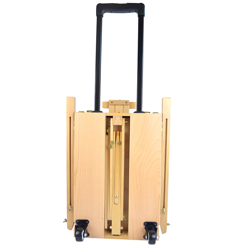 丰丰 双轮创意折叠拉杆 进口山毛榉制旅行式油画箱 写生折叠油画架 带