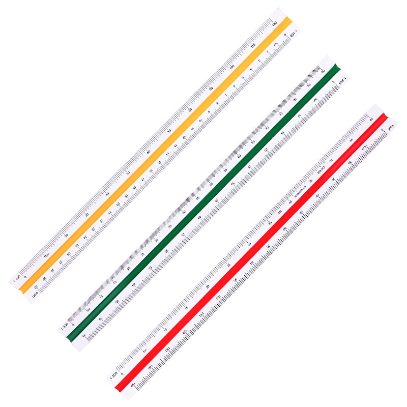 得力 (deli)30cm多色标识比例尺子 6种比例 学生文具 办公用品  办公