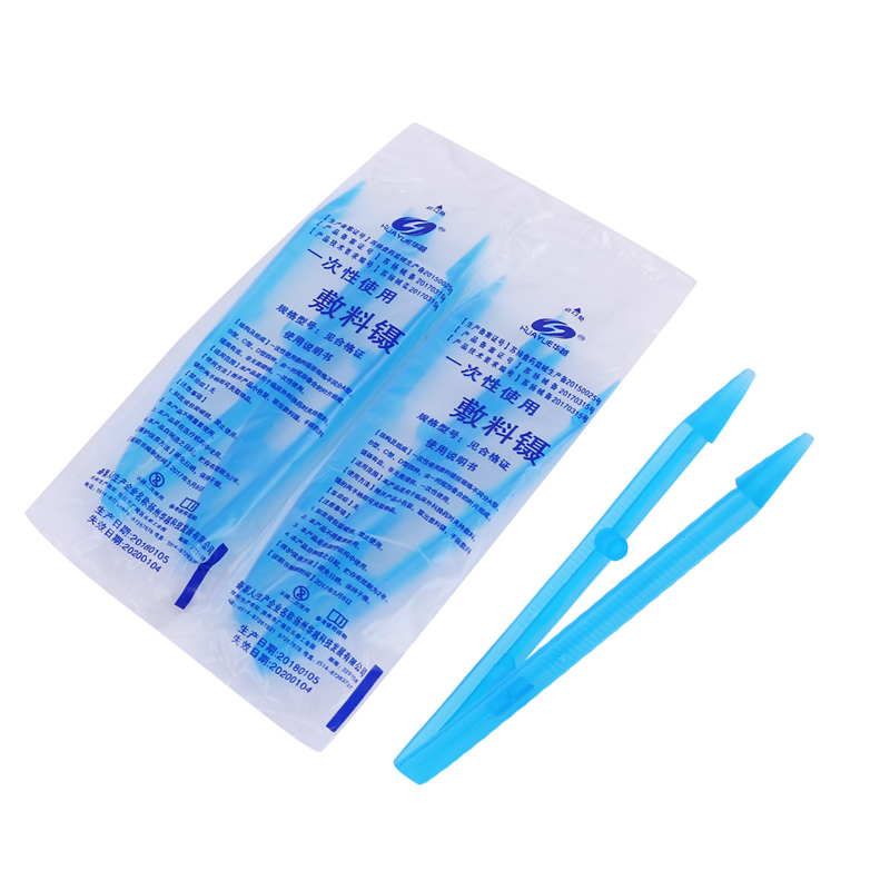 华越(huayue)医用一次性塑料镊子 直尖头换药小夹子防滑纹医疗独立