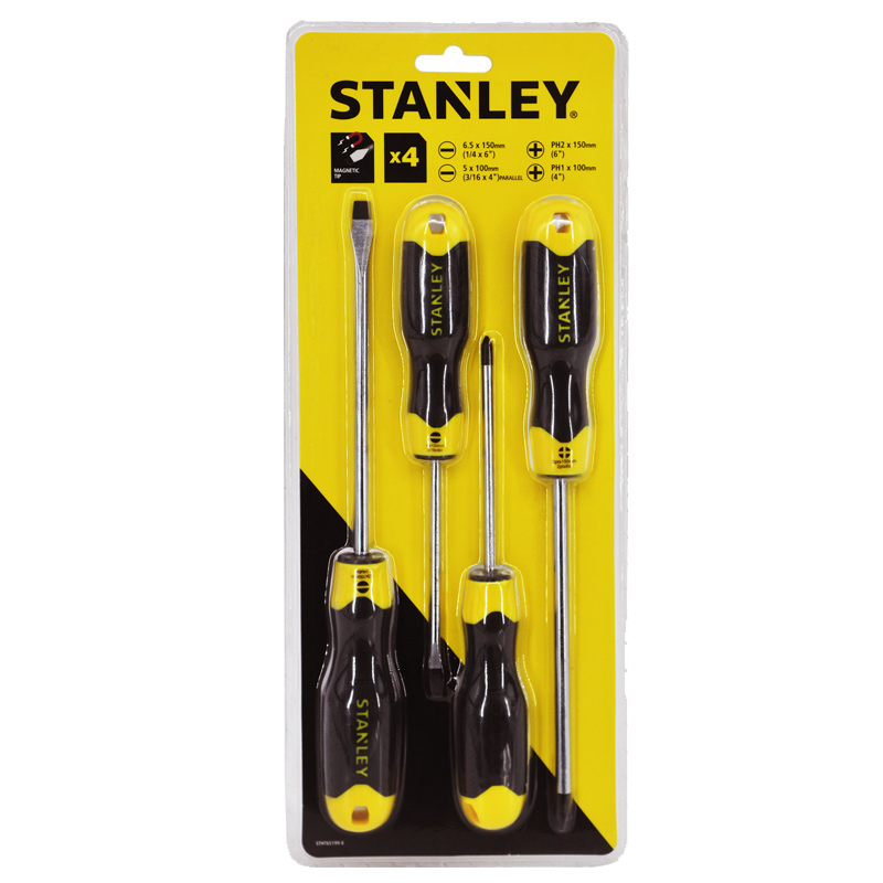 史丹利（Stanley）螺丝批4件套装 铬钒钢胶柄螺丝批 STHT65199-8