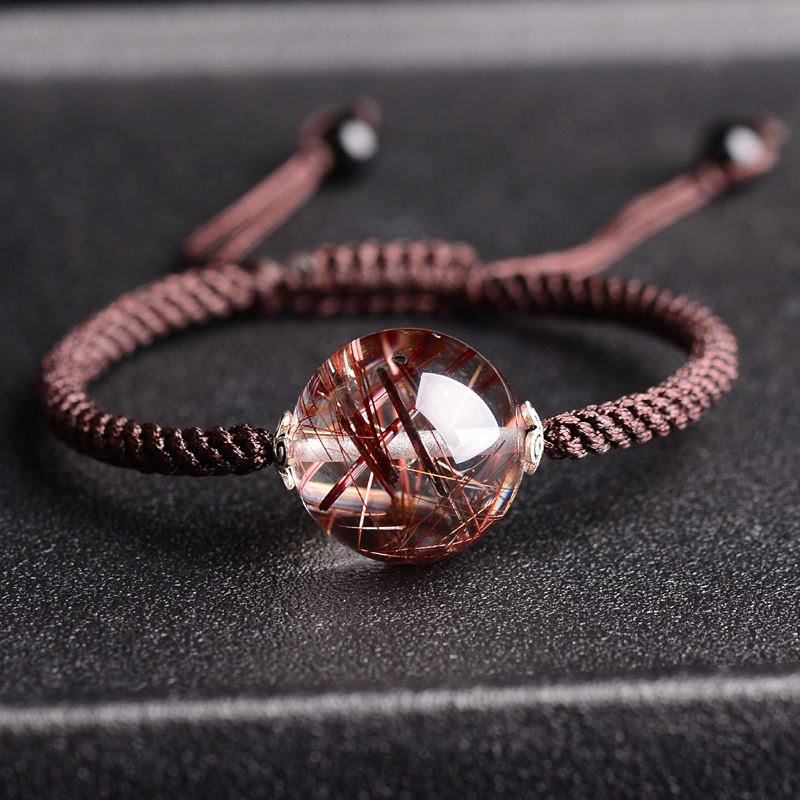 慈灵阁金发晶红发晶钛晶圆珠手链水晶饰品貔貅手串男女款礼物 款式一