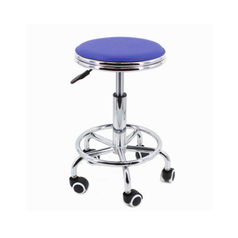 升降旋转吧台椅小圆凳简约前台椅美容凳收银大工椅实验室工作凳子 滑轮款-白色