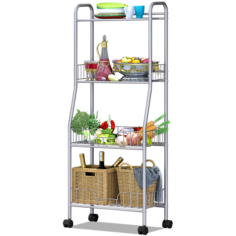 索尔诺 厨房置物架多层架储物货架客厅收纳储物架子杂物架收纳架子柜多层搁物架蔬菜架Z834 Z834-银灰色（预售3月20号发货）