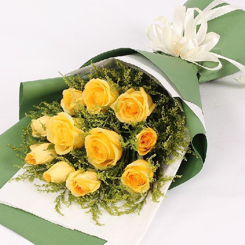 钰尚道歉鲜花速递全国送花11朵黄玫瑰花束北京上海广州南京同城送花店
