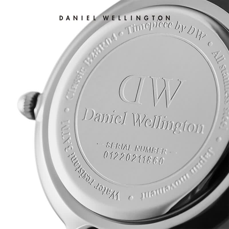 丹尼尔惠灵顿（DanielWellington）DW手表女 简约时尚石英腕表女士欧美手表 生日礼物送女友 32MM银色边条纹黑盘DW00100179