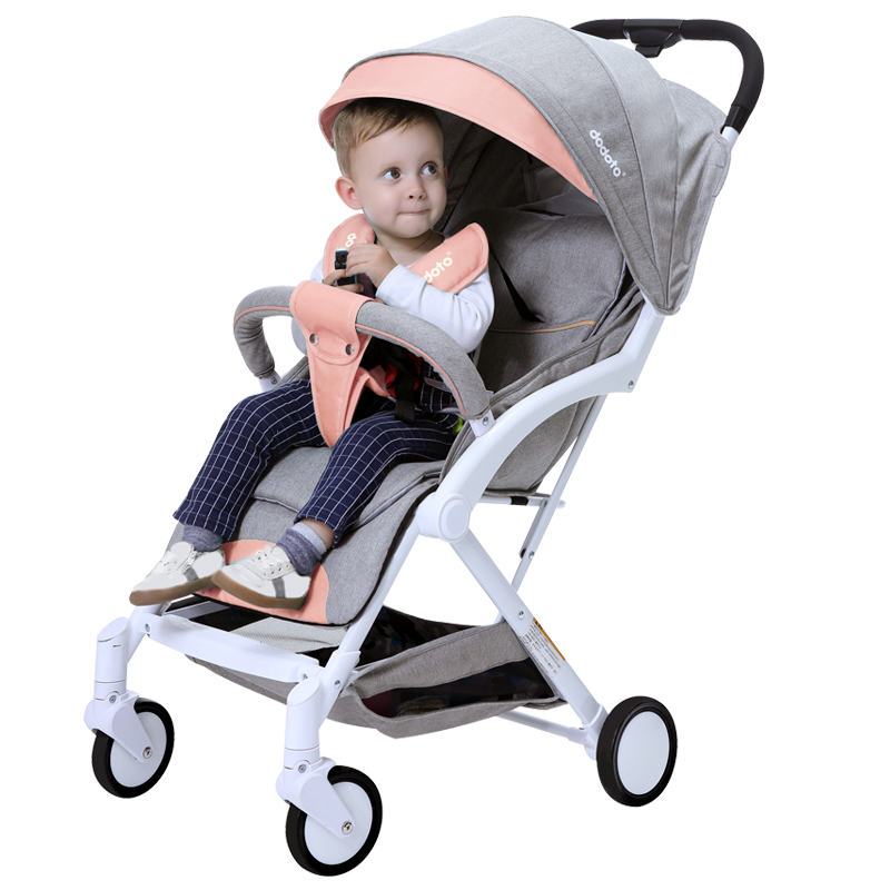 dodoto婴儿推车可躺可坐宝宝儿童手推车超轻便携避震可上飞机一键收车可折叠0-3岁T400马卡龙粉色