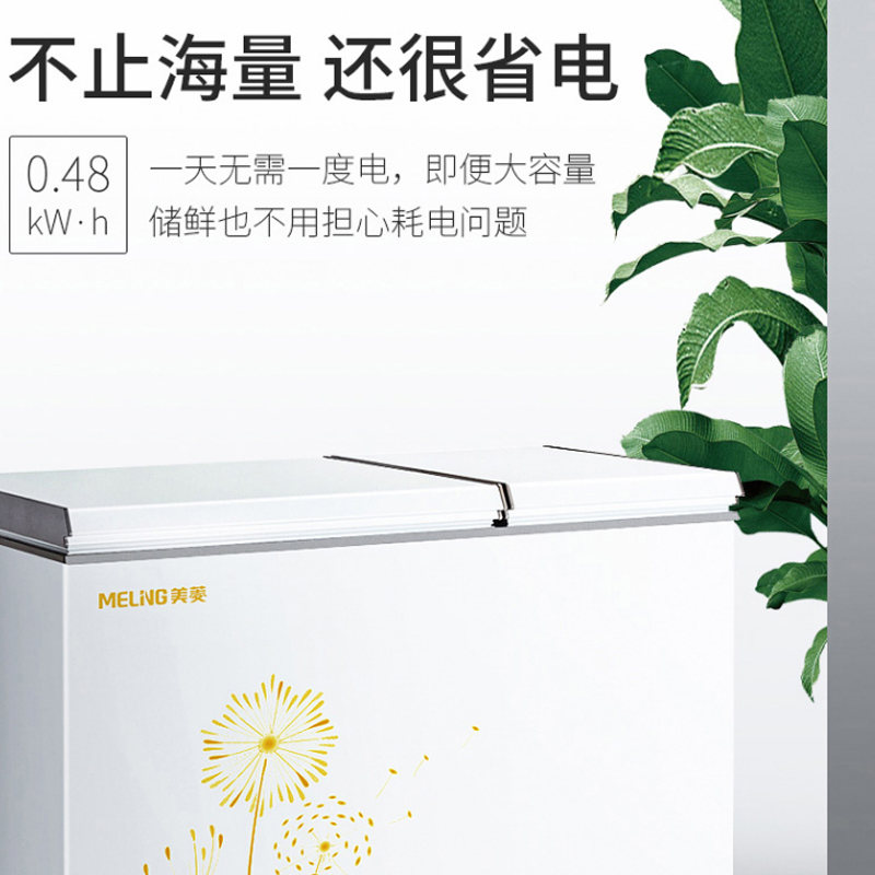 美菱(MELING)220升冰柜双箱双温家用商用小冷柜一级能效低噪母婴母乳冷藏冷冻大容量冰箱BCD-220DT