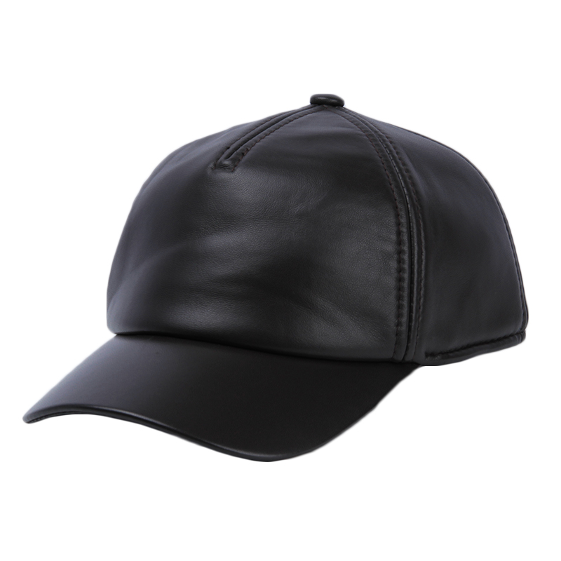 盛锡福18秋冬季羊皮长檐棒球帽中青老年爷爷护耳爸爸新款 棕色 57cm