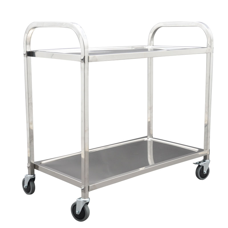加厚推车收碗餐车送餐车大堂酒水推车厨房餐车多功能服务车 双层小号