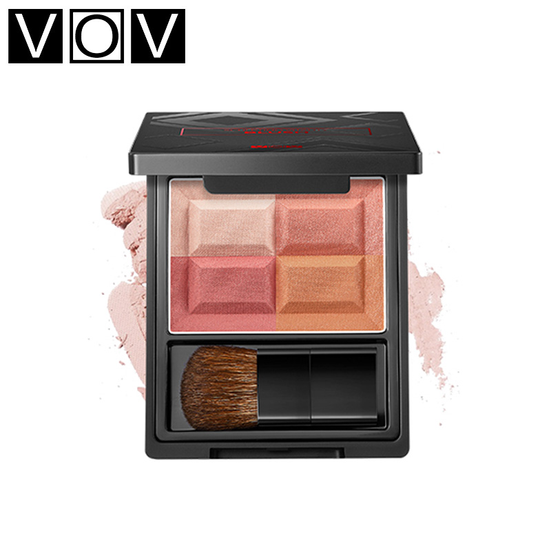 薇欧薇VOV花漾胭脂四色渐变腮红盘带刷自然修颜上色不易晕 粉漾立体腮红1#珊瑚粉+玫瑰+粉橘