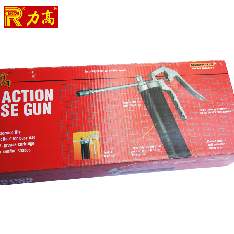 台湾力高regal 进口 手枪式 手动 单手式高压黄油枪 便携油枪 400cc
