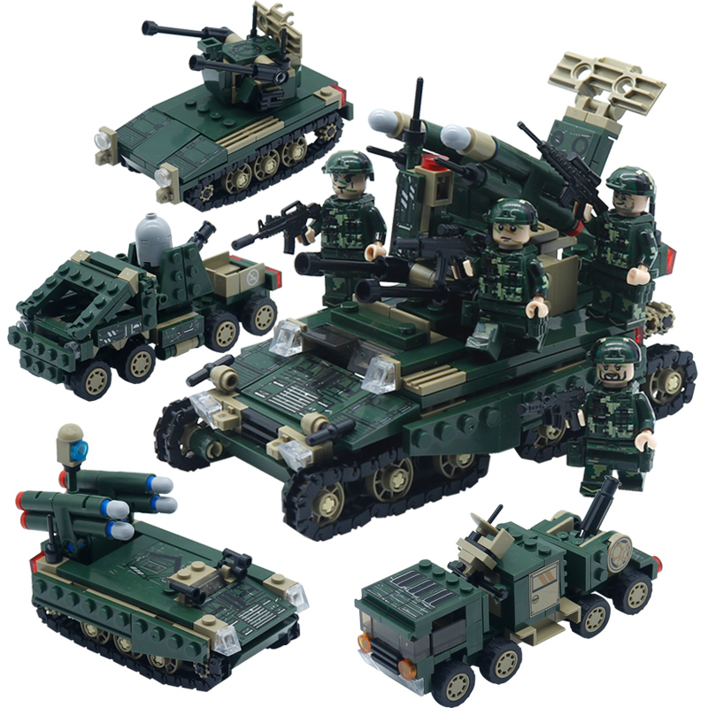 积木坦克模型歼15战斗飞机拼装玩具特种兵人仔男女孩礼物 [84056]野战