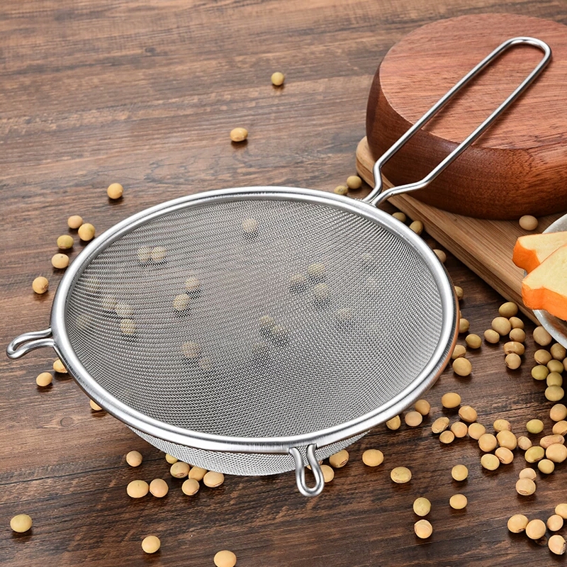 豆浆漏网果汁过滤网不锈钢加密滤油网双耳密网油隔漏勺  25cm双耳密网