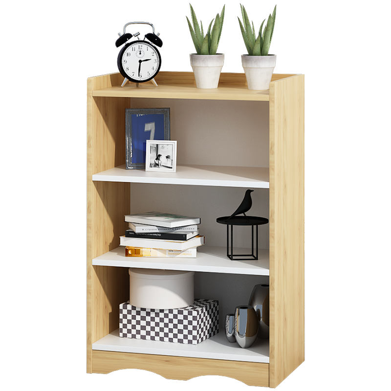 木以成居 小书架置物架客厅落地 简易客厅卧室书房阳台仿实木色桌上储物收纳架子 仿松木色LY-4116