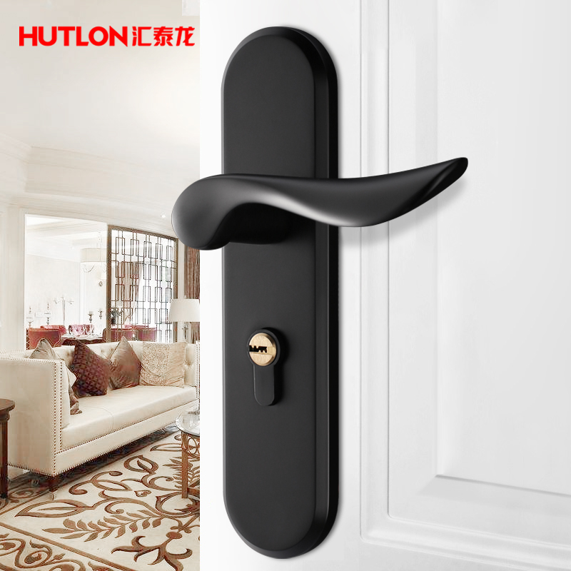 汇泰龙(Hutlon)门锁室内卧室房门锁美式黑色卫生间实木门把手家用静音门锁DS-732022