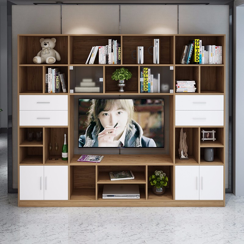 唯美馨 书柜电视柜客厅整体电视柜墙柜定制视听柜书柜一体组合高柜