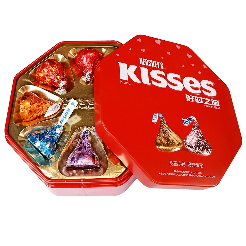 好时(hersheys) kisses好时牛奶巧克力8粒八角铁盒喜糖礼盒装(不含礼