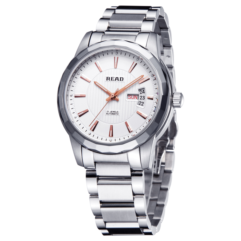 锐力商务手表正品高贵优雅防划表镜间钨钢框自动机械表表防水男表 白