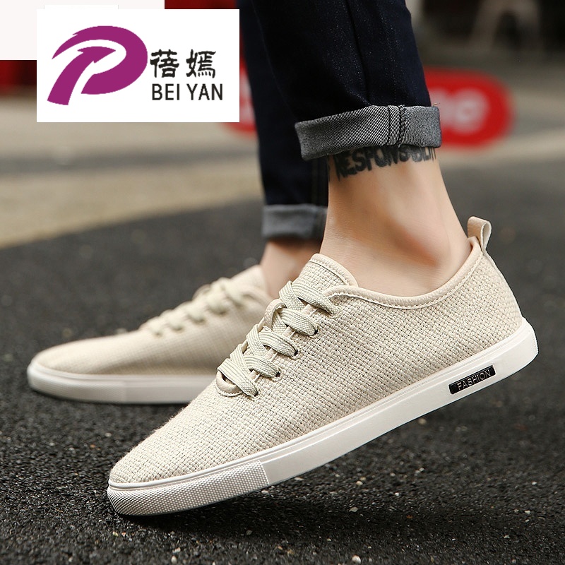 中式唐装汉服中国风男装亚麻帆布鞋子春季民族服装禅鞋复古男布鞋yt