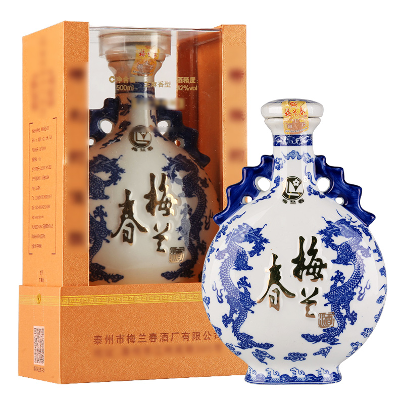 梅兰春【产地直发 宴会送礼】泰州芝麻香型白酒 42度 扁龙瓶 500ml 单