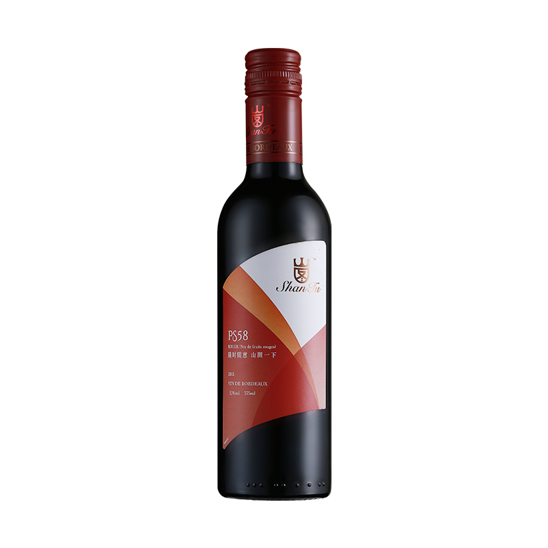 山图 PS58 法国原瓶进口红酒 波尔多 AOP级 赤霞珠干红葡萄酒 375ml 单瓶装