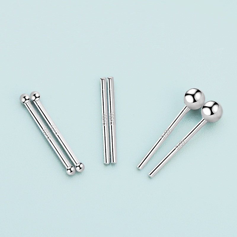 ge 999足银耳钉女养耳洞银耳棒韩国简约小耳骨钉耳针耳棍男 1.