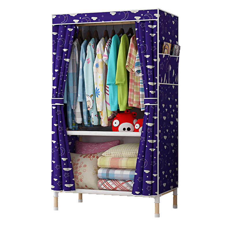 梦卡莱 布衣柜 实木简易衣柜 65CM宽度单人 防潮轻便衣柜 65CM蓝色星空