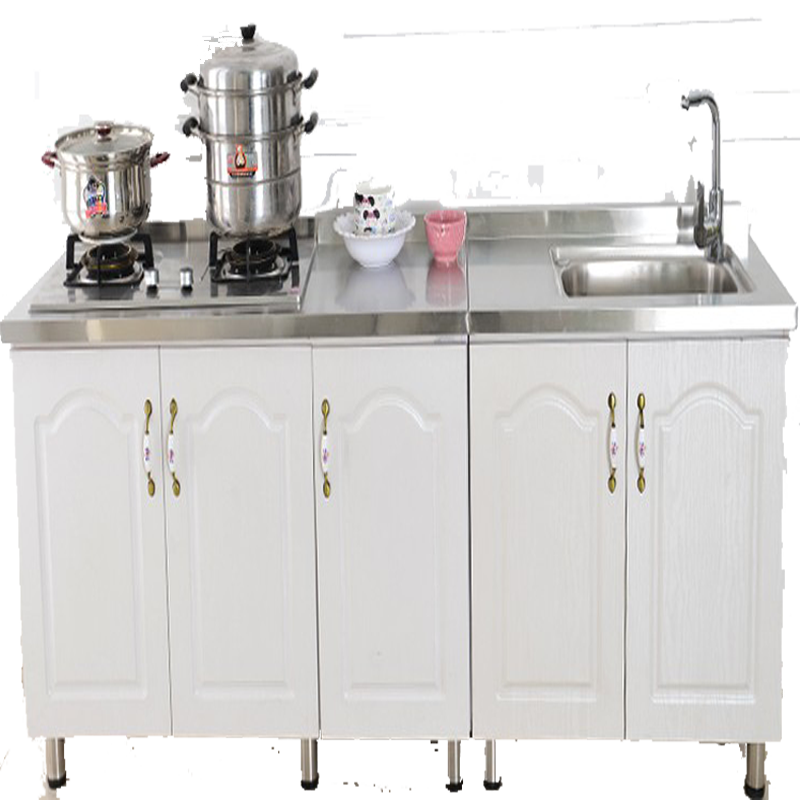 （工匠时光）厨房灶台柜不锈钢台面简易整体水槽柜碗柜餐边储物柜洗菜盆 双门平面柜子 双门