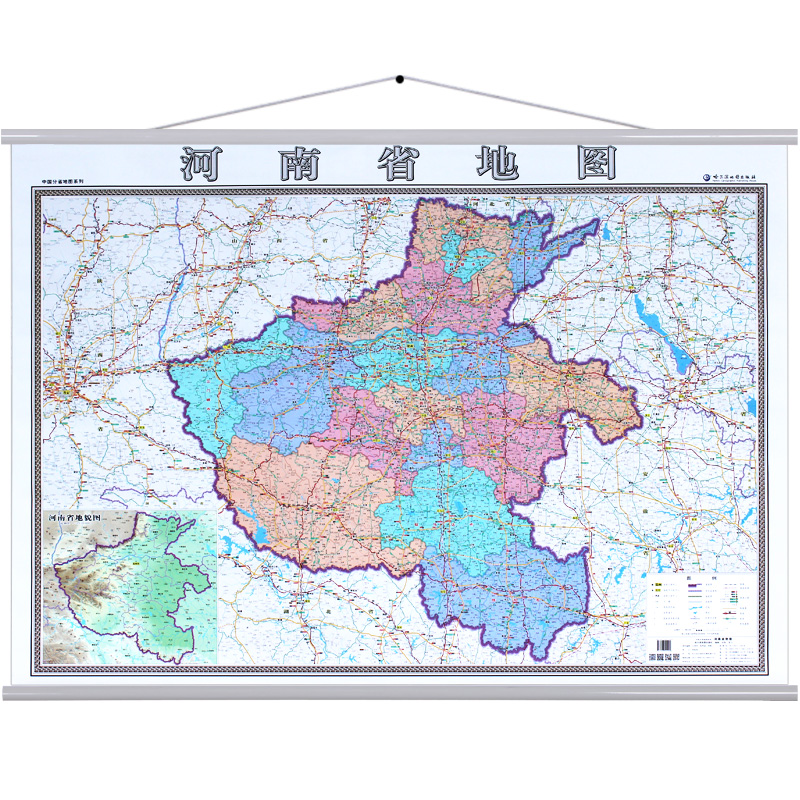 河南省地图 郑州市地图 加厚版办公室挂图 1.4米*1米