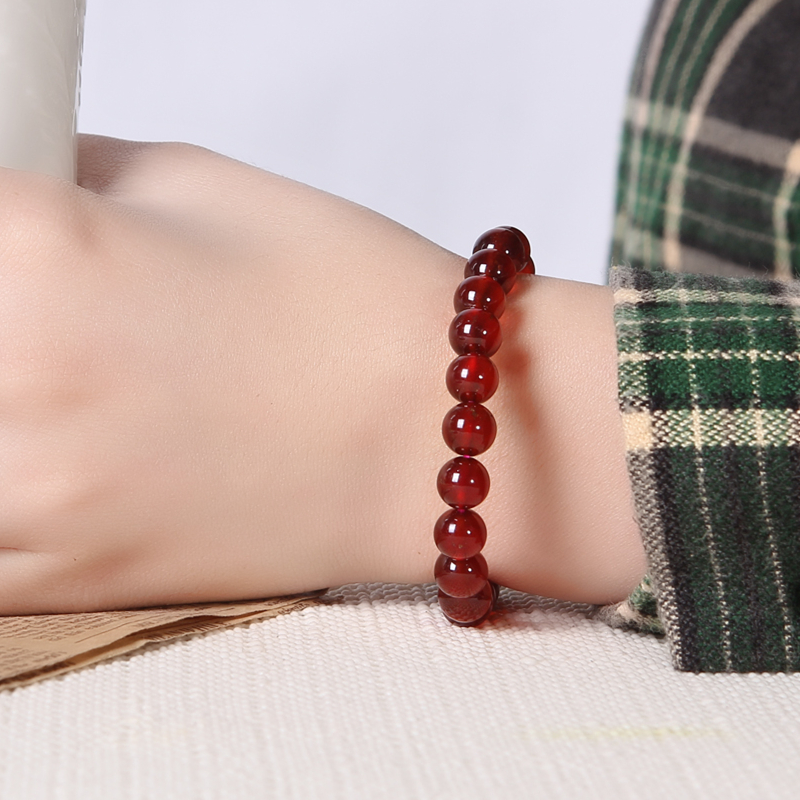 冰珂晶石本命年橙红石榴石手链 水晶手串天然水晶手串女女友礼物 11mm