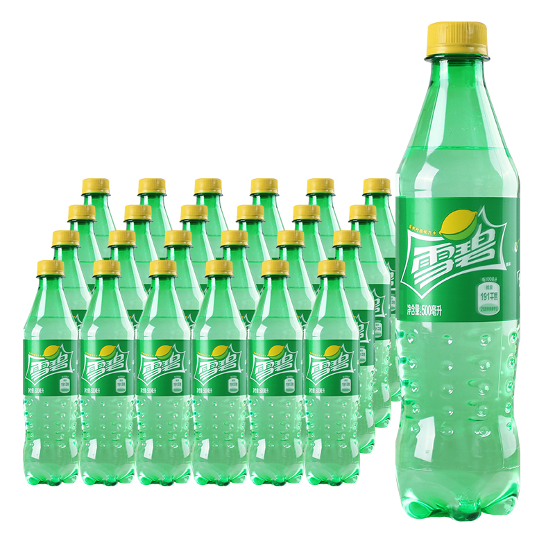 可口可乐(coca-cola)雪碧清爽柠檬味汽水500ml*24瓶 整箱 含气饮料
