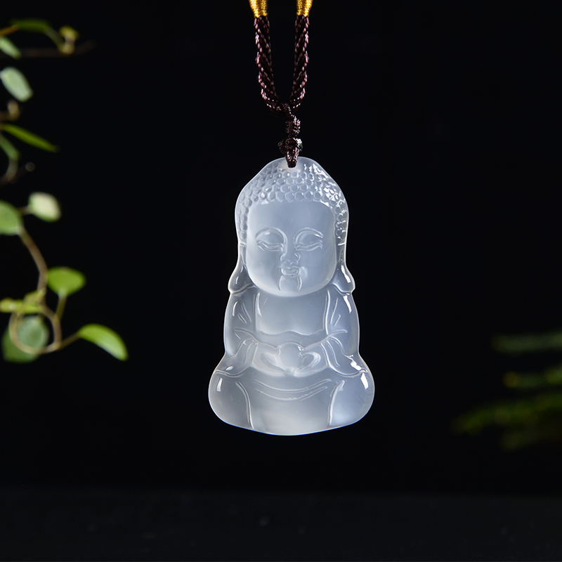 佛手莲花 宝宝佛冰透佛系玉髓项链 圣诞礼物新年礼物 娃娃佛吊坠