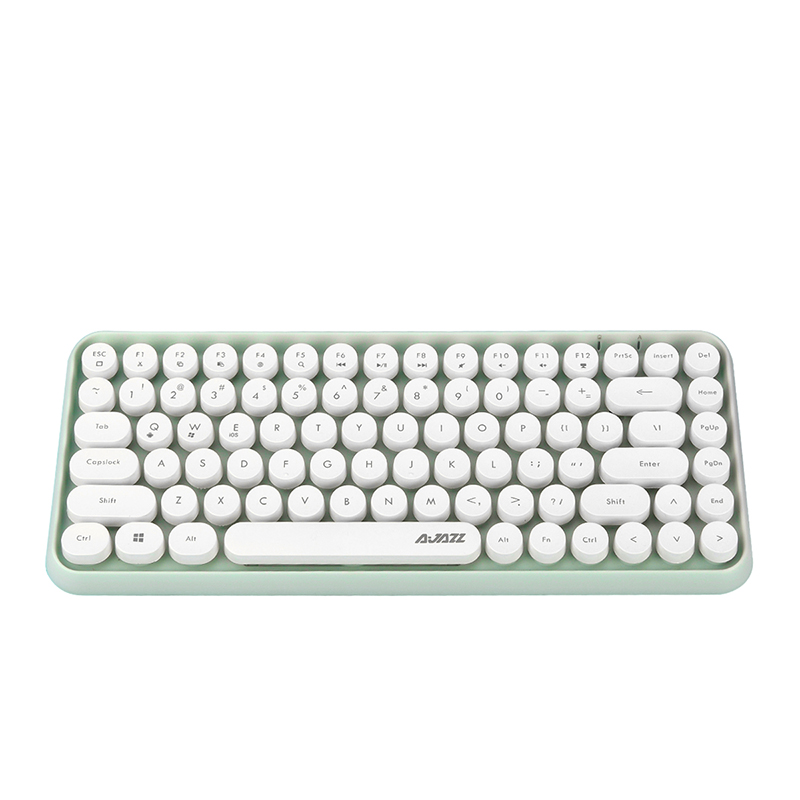 黑爵（AJAZZ）308i 键盘 无线蓝牙键盘 办公键盘 伴夏套装圆形朋克84键 安卓苹果笔记本电脑键盘 薄荷绿