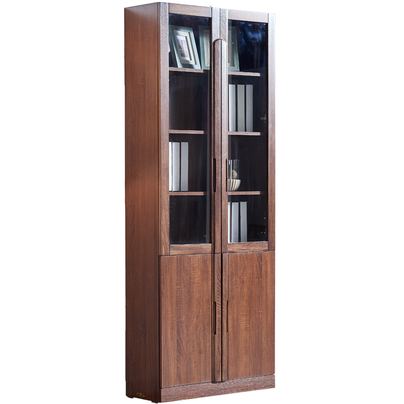 品质出众榆木实木板木组合书柜–历史售价稳步上升，性价比极高，五个橱柜和两扇玻璃门