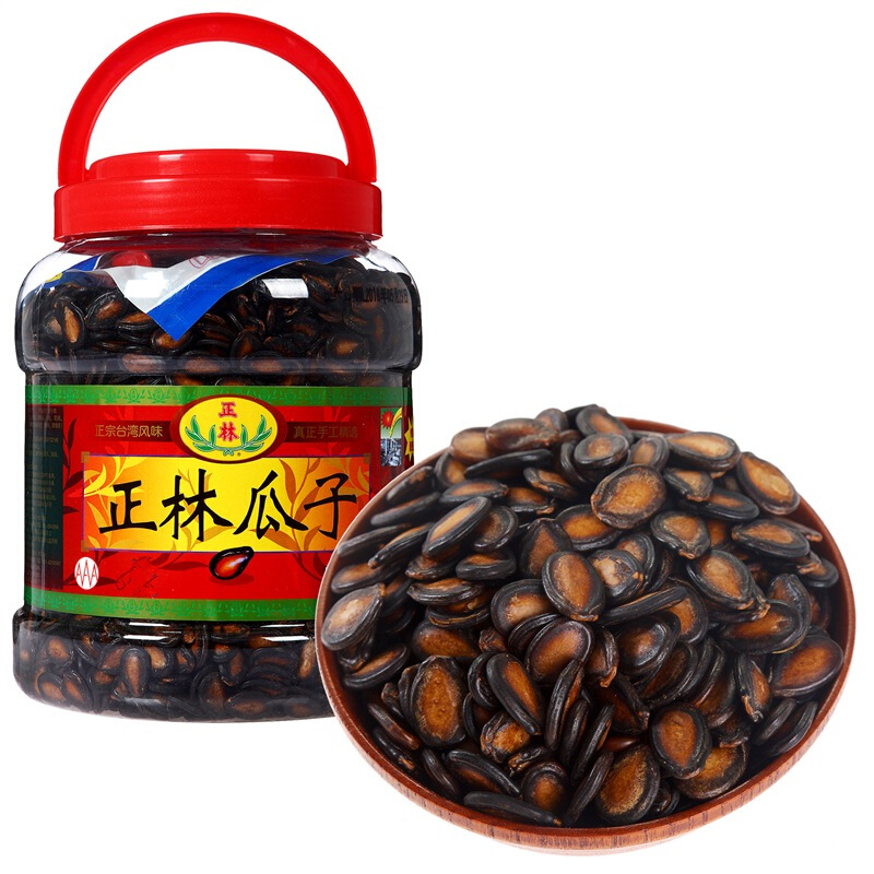 正林瓜子大板大片黑瓜子西瓜子甘草味五香味3a桶装1200g年货春节特产
