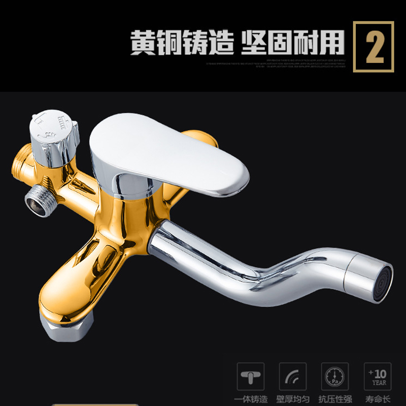 全铜主体三联淋浴龙头花洒套装配件 暗装下出水三档浴缸冷热水龙头混水阀