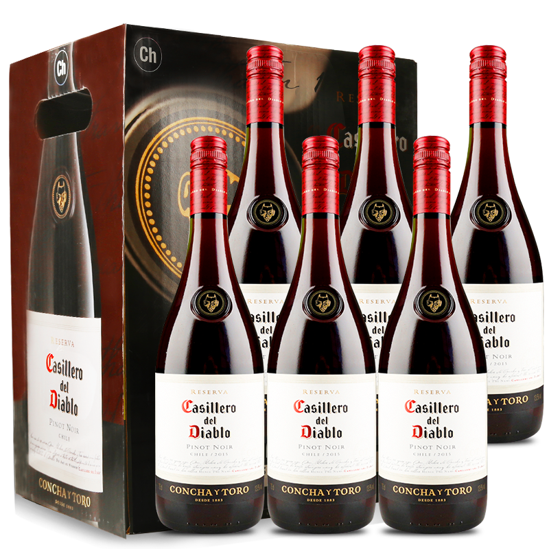 紅魔鬼（Casillero del Diablo）珍藏級黑皮諾干紅葡萄酒750ml*6瓶整箱 智利進(jìn)口聚餐紅酒