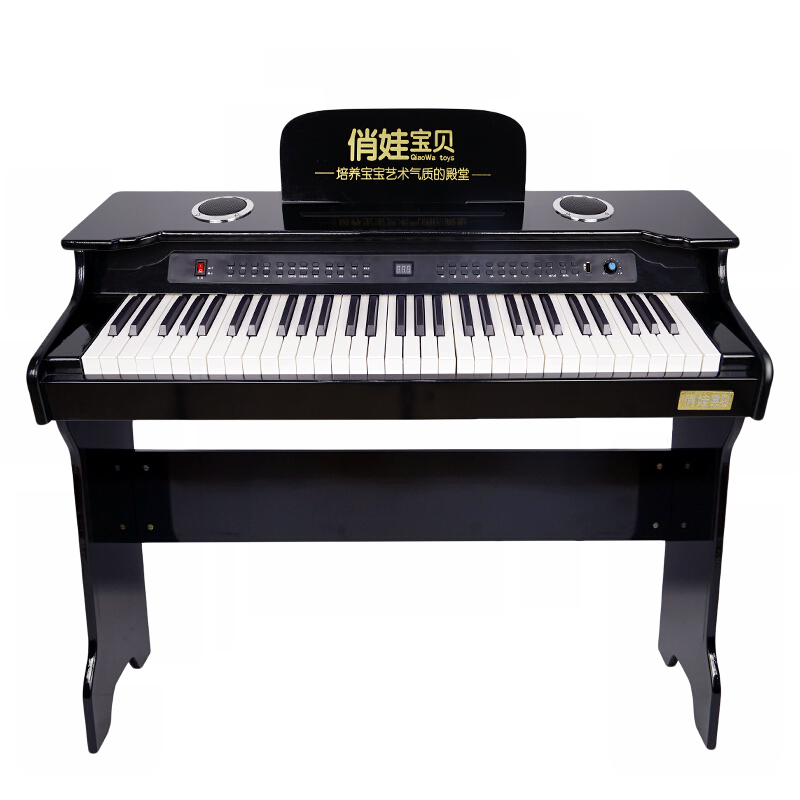 俏娃宝贝61键儿童电钢琴宝宝小钢琴3-6-8-12岁木质女孩玩具电子琴生日礼物 粉-61键烤漆钢琴+琴凳+琴罩+耳机