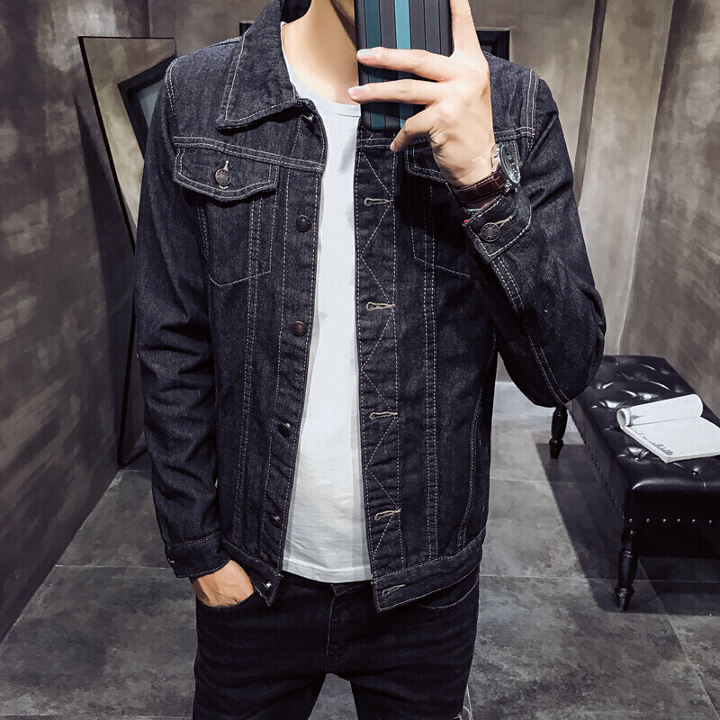 jiaye)春秋新款迷彩百搭帅气夹克男士大码休闲牛仔外套韩版潮流男装件