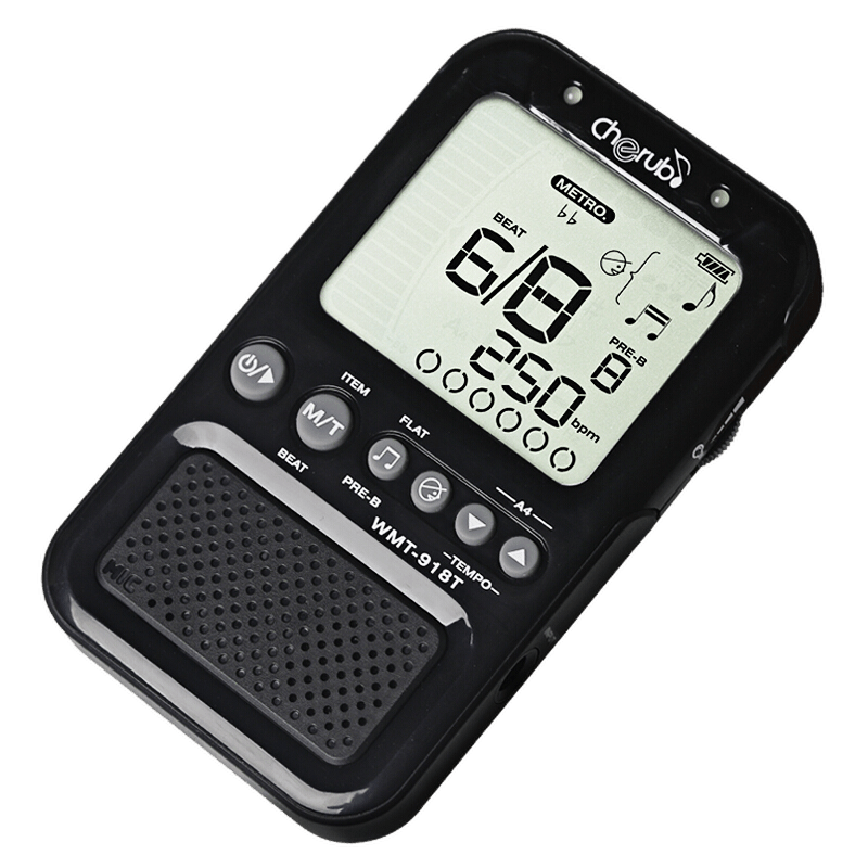 CHERUB小天使人聲喊拍WMT-918T鋼琴古箏吉他小提琴節(jié)拍器尤克里里調(diào)音器 918T騎士黑【人聲喊拍三合一】