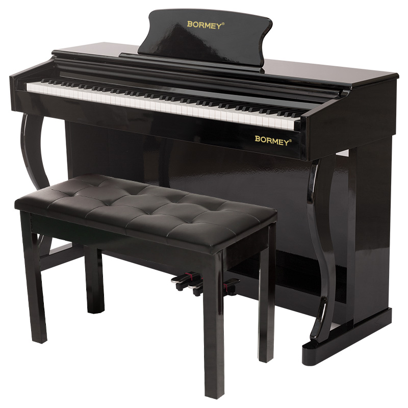 博美（BORMEY）电钢琴专业智能数码钢琴88键重锤三踏纯钢 L809K重锤纯钢烤漆黑+双人琴凳+9大礼包