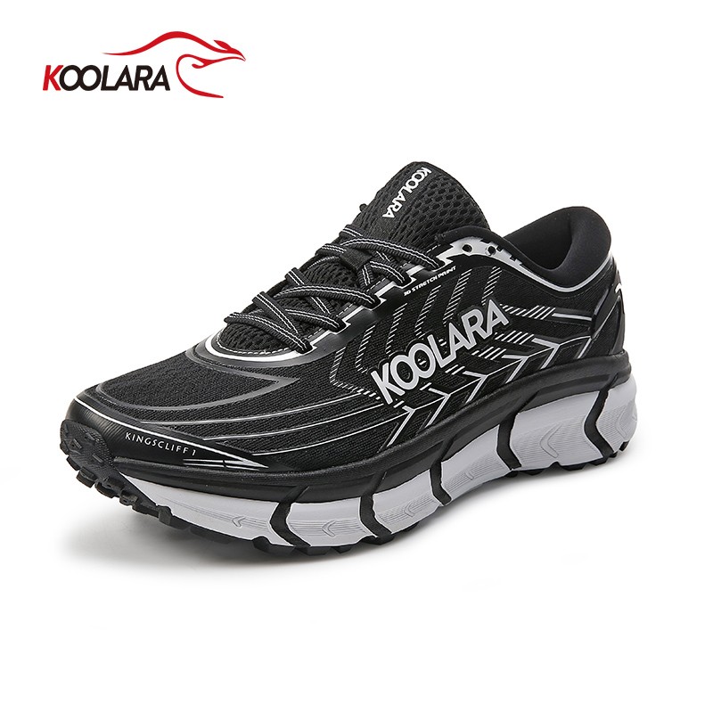 koolara马拉松跑鞋男运动鞋女透气减震专业跑步鞋轻便休闲网面鞋 黑色（男款） 40