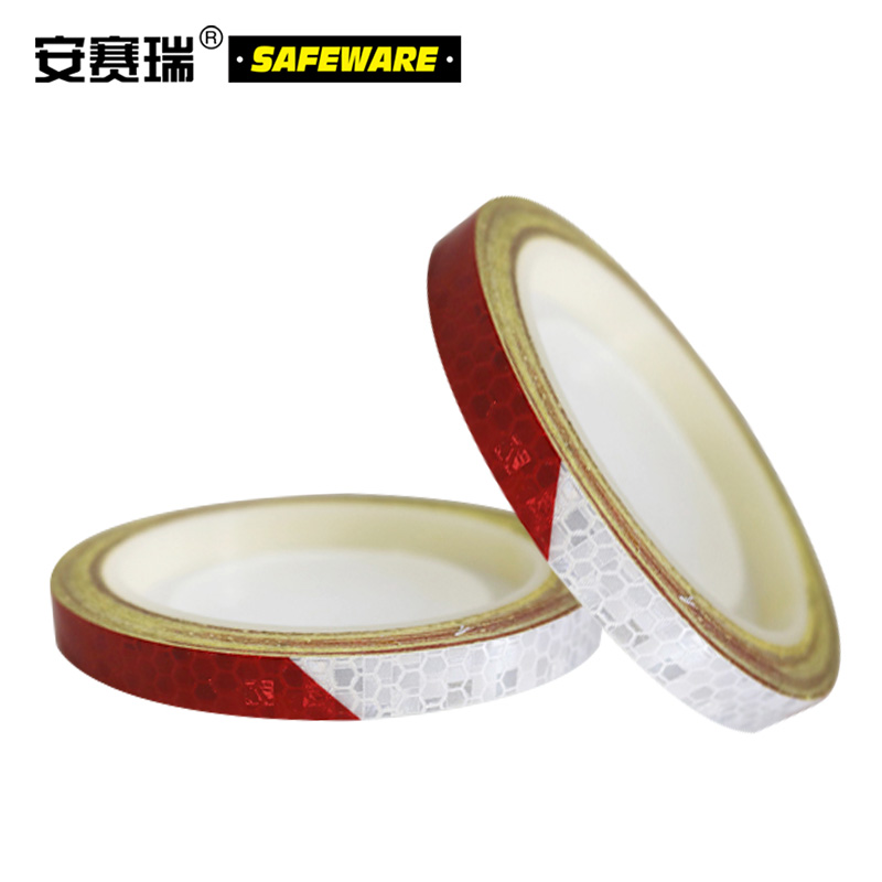安赛瑞 安全帽警示反光贴   红白 1cm*8m 2卷装 13306